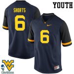 Youth West Virginia Mountaineers NCAA #6 Daikiel Shorts Navy Authentic Nike Stitched College Football Jersey LR15V60QM